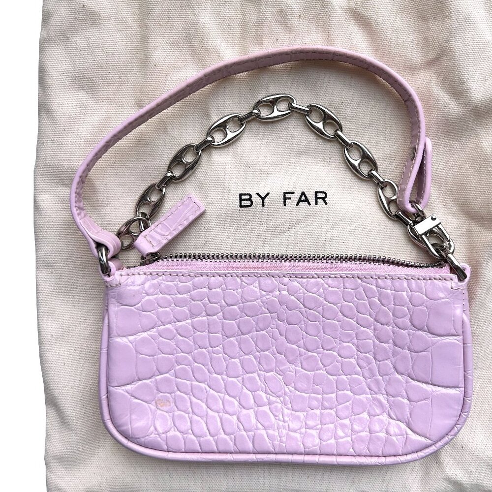 BY FAR Mini Rachel Croc-Effect Leather Bag in Pink - Picture 5 of 8